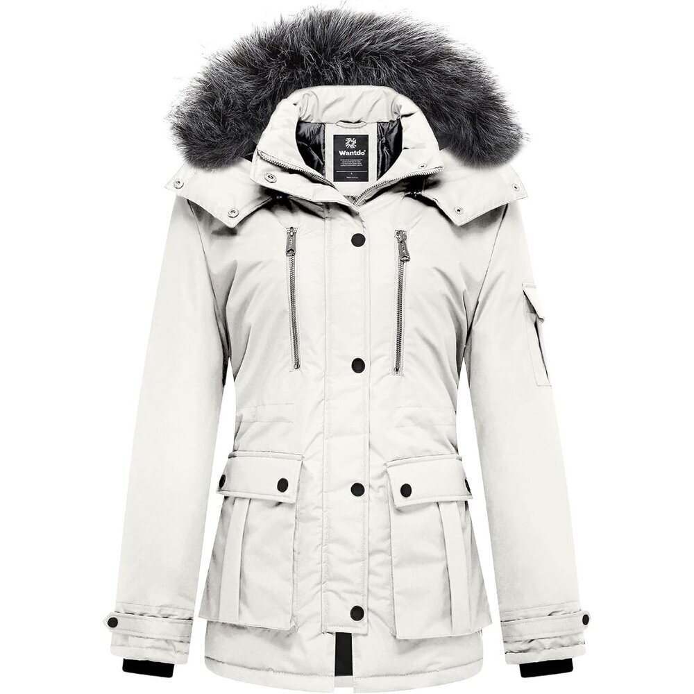 Women's Quilted Winter Coat Warm Puffer Jacket Thicken Parka with Removable Hood
